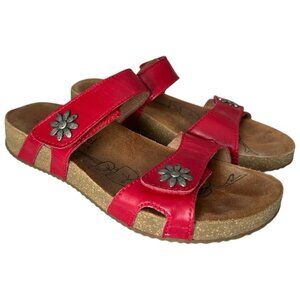 Josef Siebel Sandal Womens 9 TONGA Shoe Slip-On Slide Red Flower EU 40 Boho